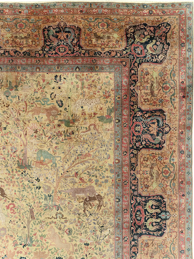 Antique Indian Lahore Pictorial Large Room Size Carpet, No.32328 - Gsblank
