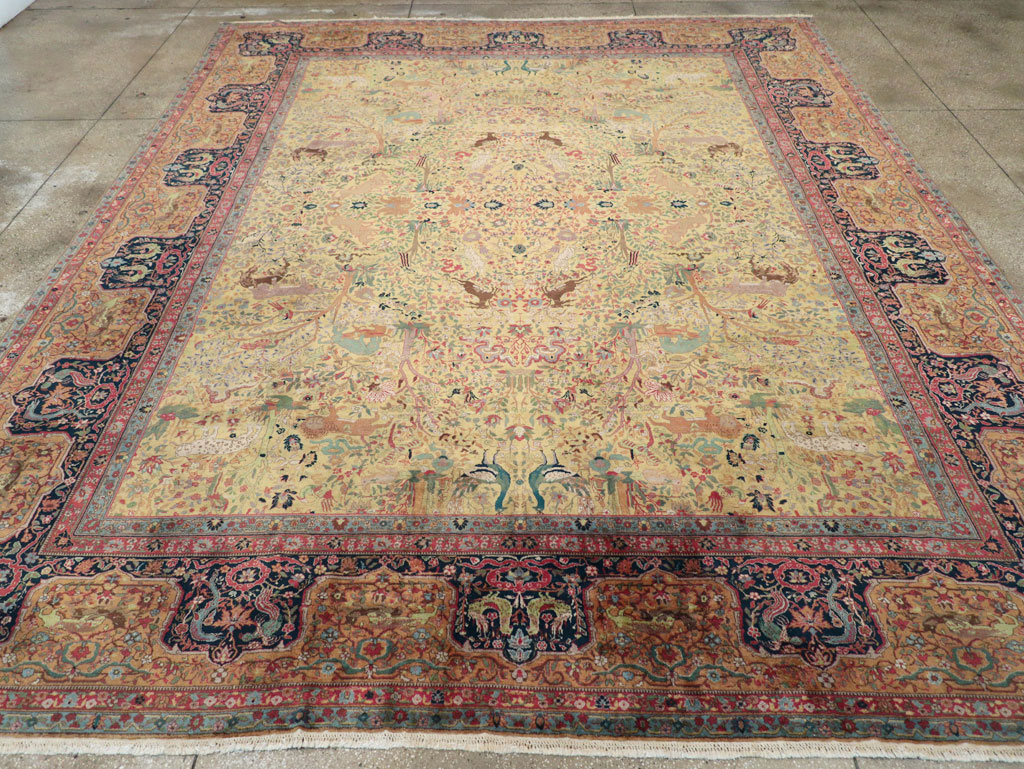 Antique Indian Lahore Pictorial Large Room Size Carpet, No.32328 - Gsblank