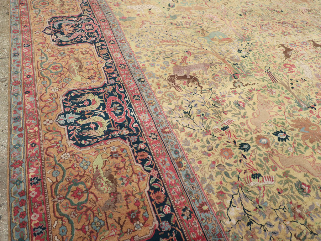 Antique Indian Lahore Pictorial Large Room Size Carpet, No.32328 - Gsblank