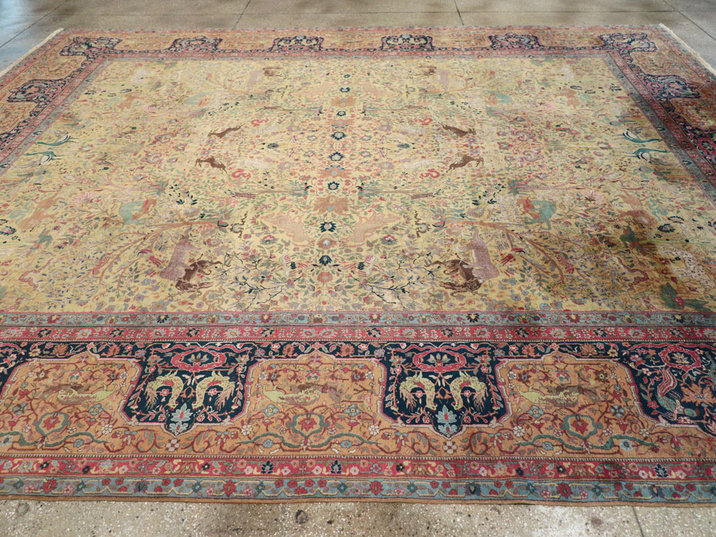 Antique Indian Lahore Pictorial Large Room Size Carpet, No.32328 - Gsblank
