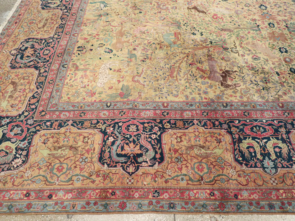 Antique Indian Lahore Pictorial Large Room Size Carpet, No.32328 - Gsblank