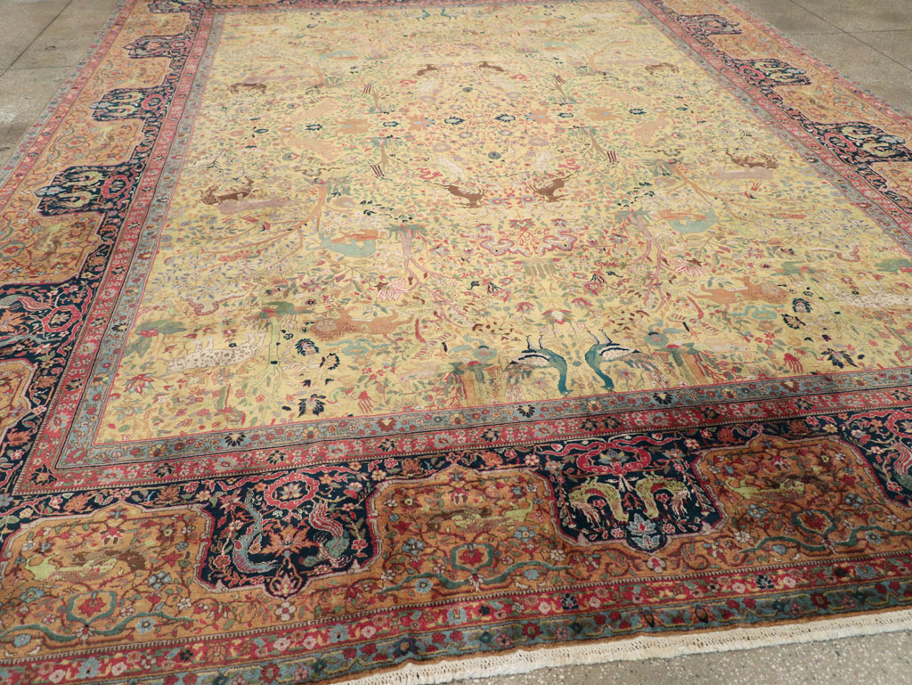 Antique Indian Lahore Pictorial Large Room Size Carpet, No.32328 - Gsblank
