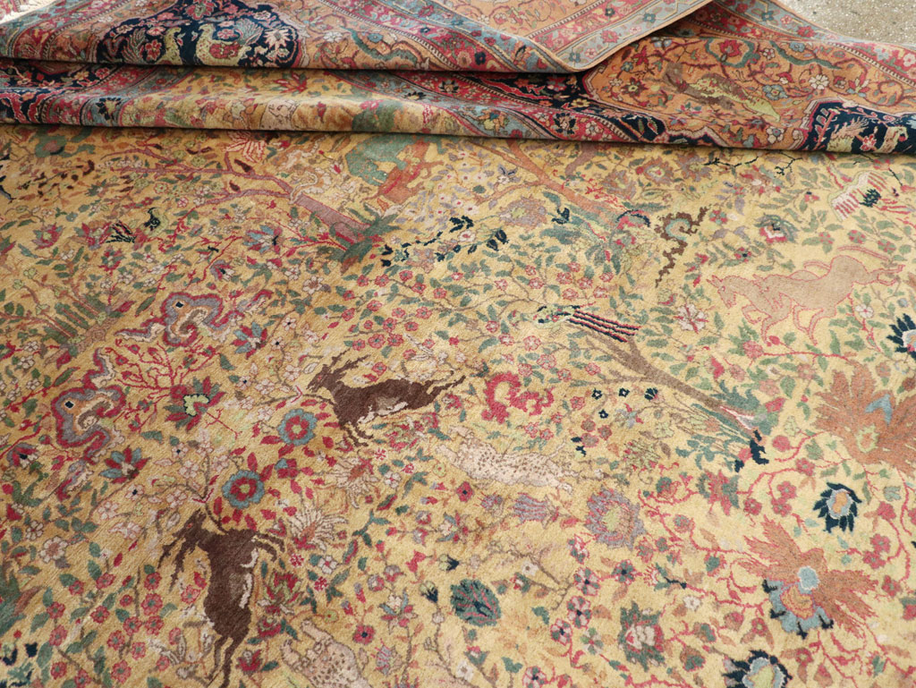 Antique Indian Lahore Pictorial Large Room Size Carpet, No.32328 - Gsblank