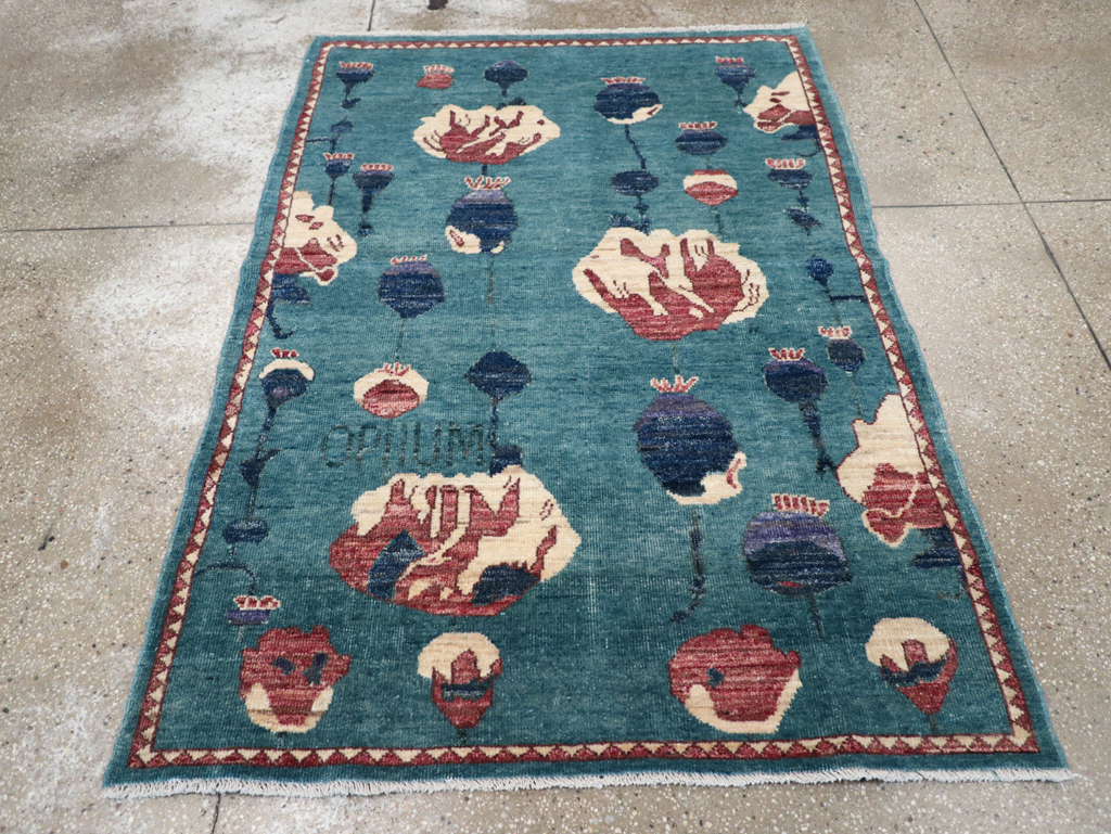 Modern Turkish Pictorial Throw Rug, No.32338 - Gsblank