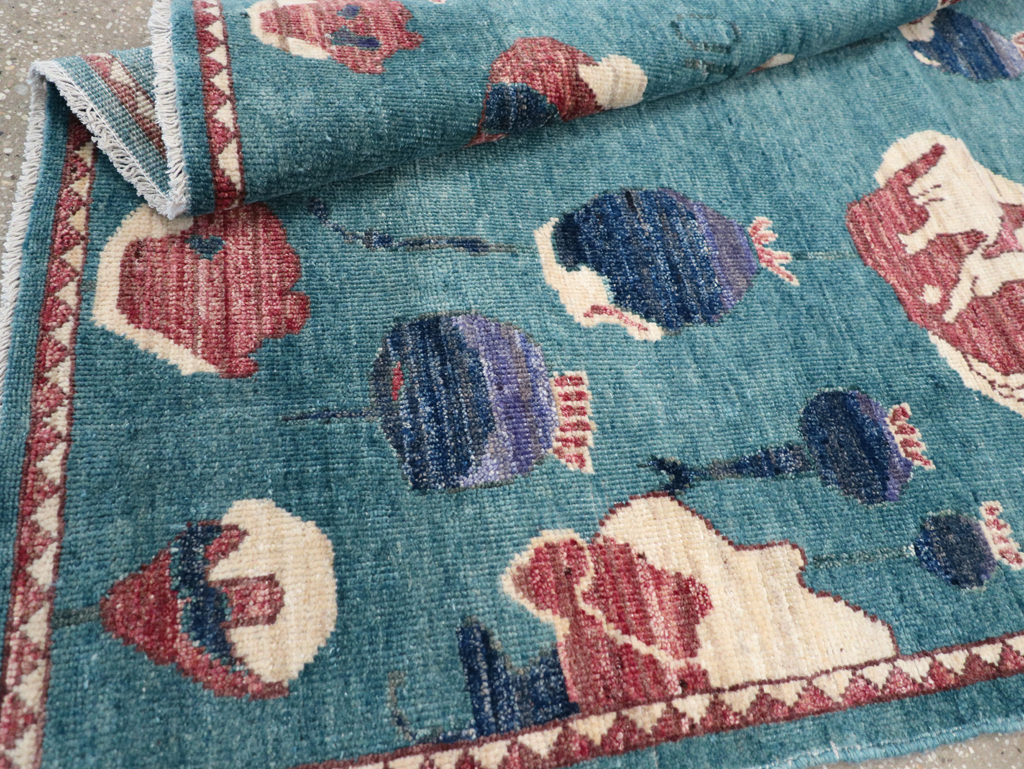 Modern Turkish Pictorial Throw Rug, No.32338 - Gsblank