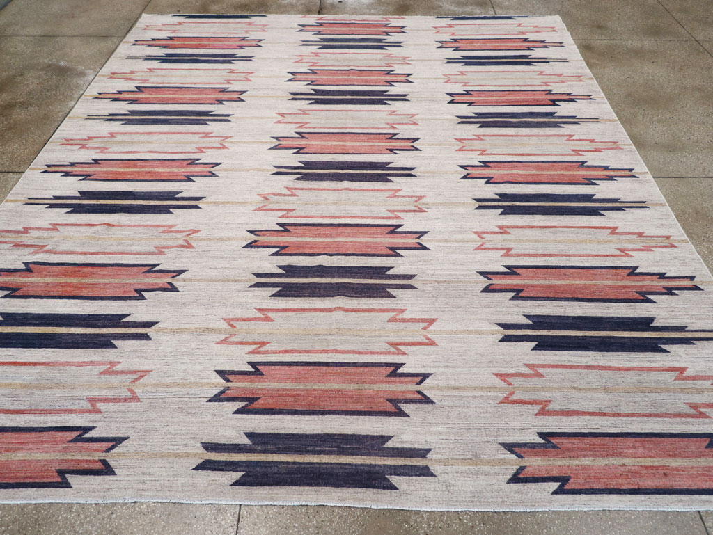 Navajo Inspired Modern East Turkestan Khotan Room Size Carpet, No.32374 - Gsblank