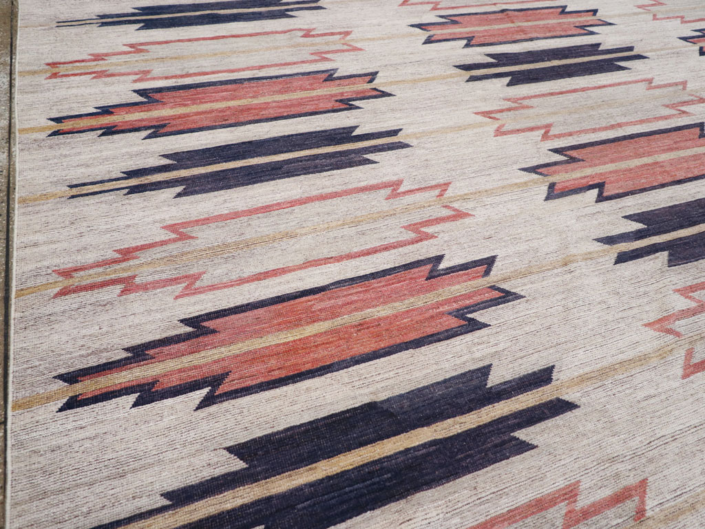 Navajo Inspired Modern East Turkestan Khotan Room Size Carpet, No.32374 - Gsblank