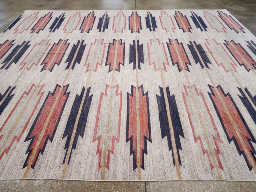 Navajo Inspired Modern East Turkestan Khotan Room Size Carpet, No.32374 - Gsblank