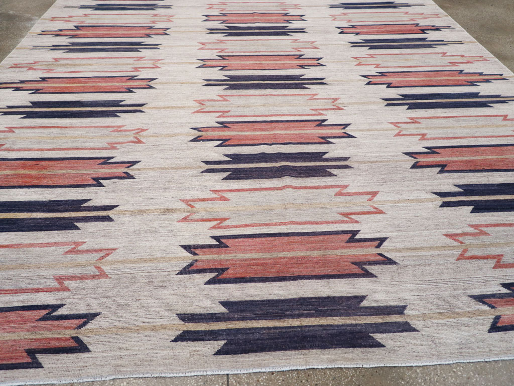 Navajo Inspired Modern East Turkestan Khotan Room Size Carpet, No.32374 - Gsblank