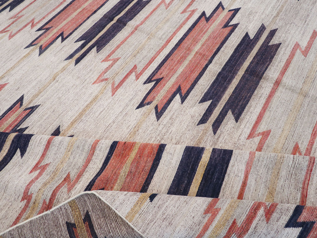 Navajo Inspired Modern East Turkestan Khotan Room Size Carpet, No.32374 - Gsblank