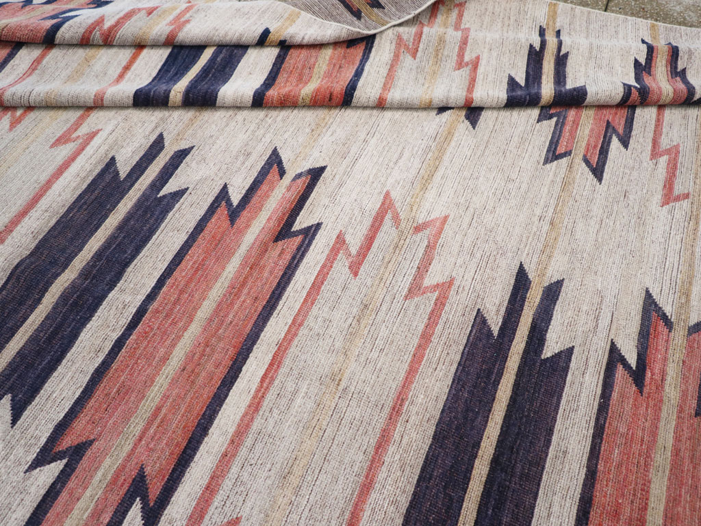 Navajo Inspired Modern East Turkestan Khotan Room Size Carpet, No.32374 - Gsblank