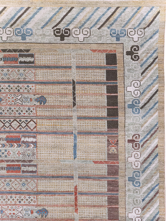 Modern East Turkestan Khotan Room Size Carpet, No.32378 - Gsblank