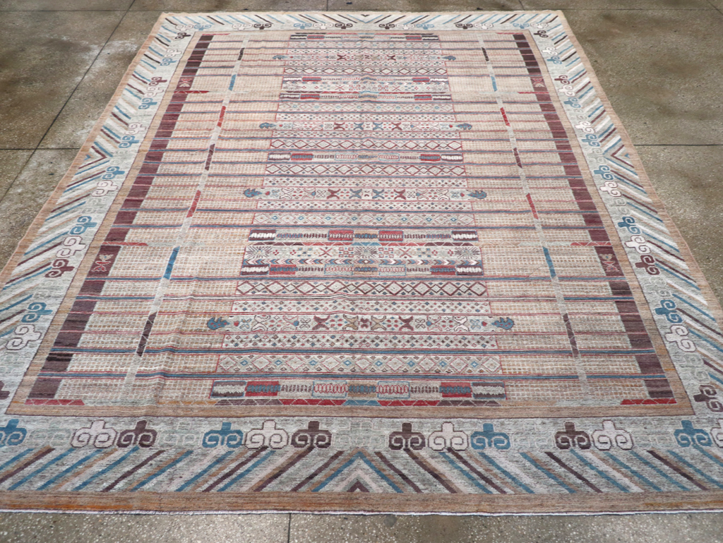 Modern East Turkestan Khotan Room Size Carpet, No.32378 - Gsblank
