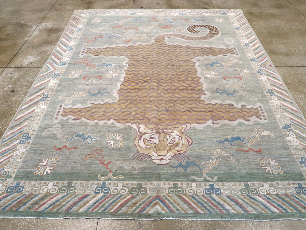 Modern East Turkestan Khotan Pictorial Room Size Carpet, No.32379 - Gsblank
