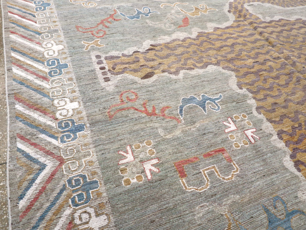 Modern East Turkestan Khotan Pictorial Room Size Carpet, No.32379 - Gsblank