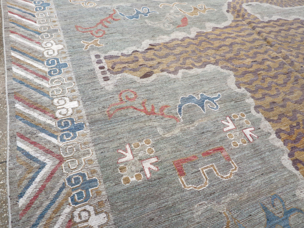 Modern East Turkestan Khotan Pictorial Room Size Carpet, No.32379 - Gsblank