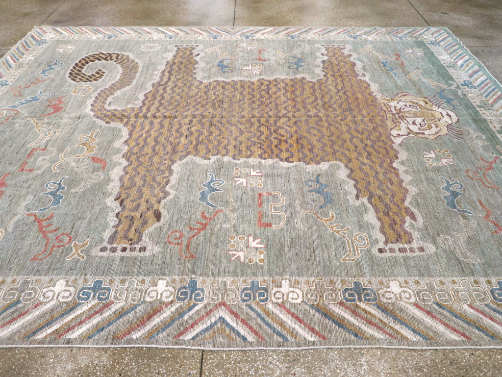 Modern East Turkestan Khotan Pictorial Room Size Carpet, No.32379 - Gsblank