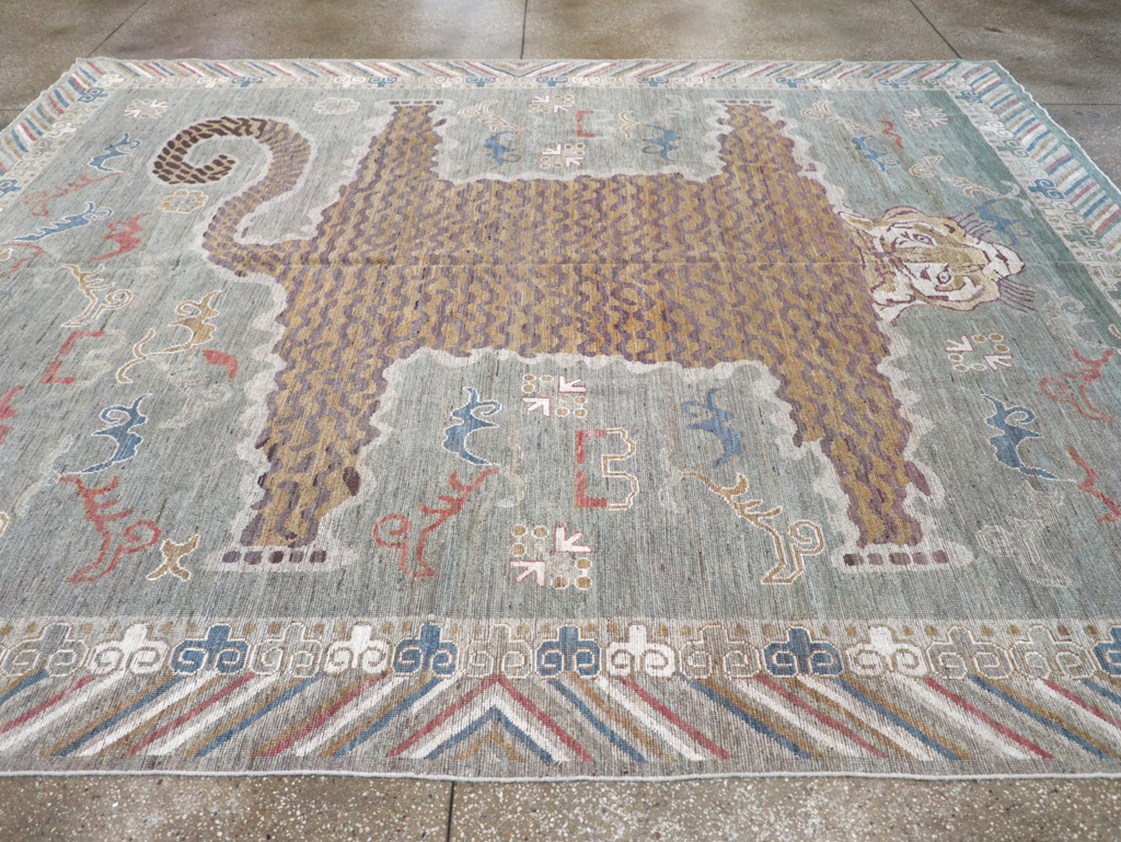 Modern East Turkestan Khotan Pictorial Room Size Carpet, No.32379 - Gsblank