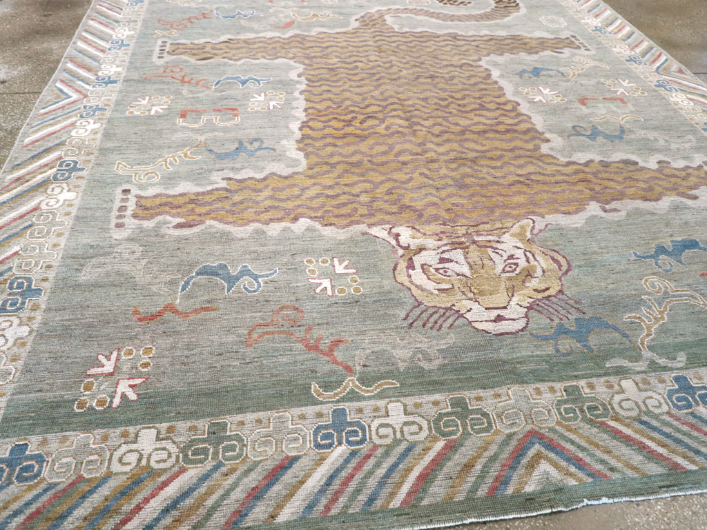 Modern East Turkestan Khotan Pictorial Room Size Carpet, No.32379 - Gsblank