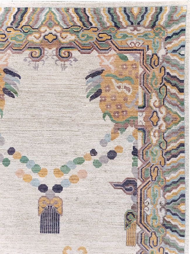 Modern East Turkestan Dragon Khotan Pictorial Room Size Carpet, No.32381 - Gsblank