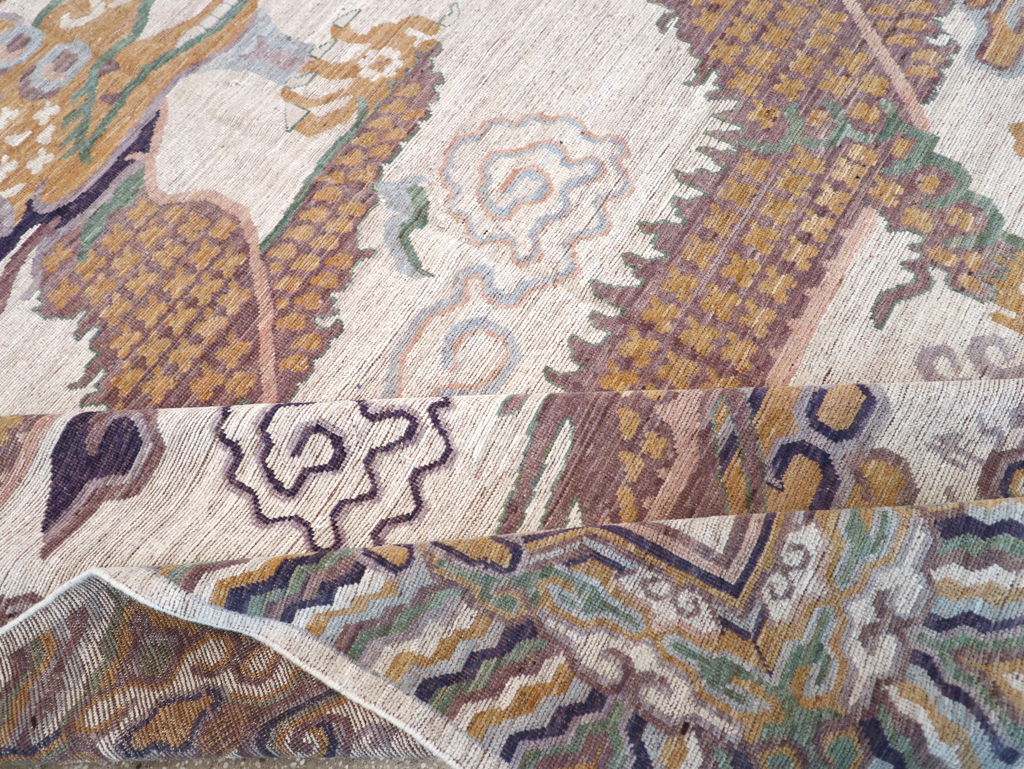 Modern East Turkestan Khotan Pictorial Room Size Carpet, No.32381 - Gsblank