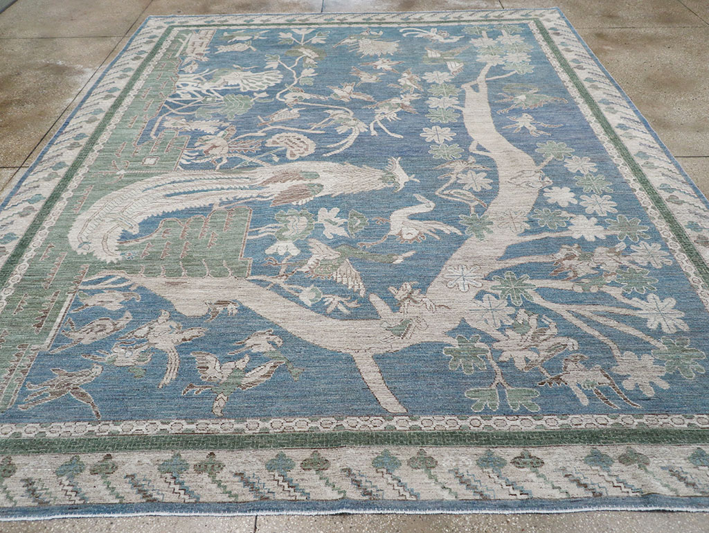 Contemporary East Turkestan Khotan Pictorial Room Size Carpet, No.32387 - Gsblank