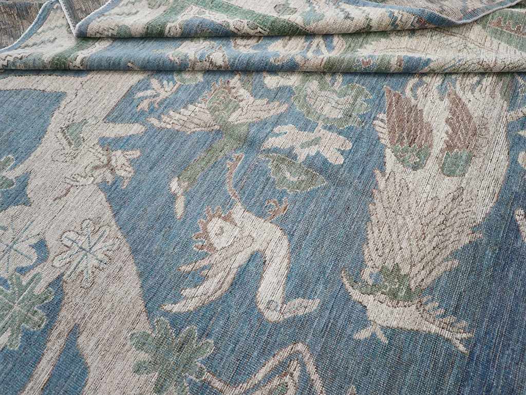 Contemporary East Turkestan Khotan Pictorial Room Size Carpet, No.32387 - Gsblank