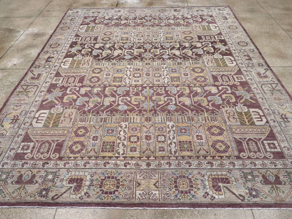 Modern East Turkestan Vase Khotan Room Size Carpet, No.32392 - Gsblank