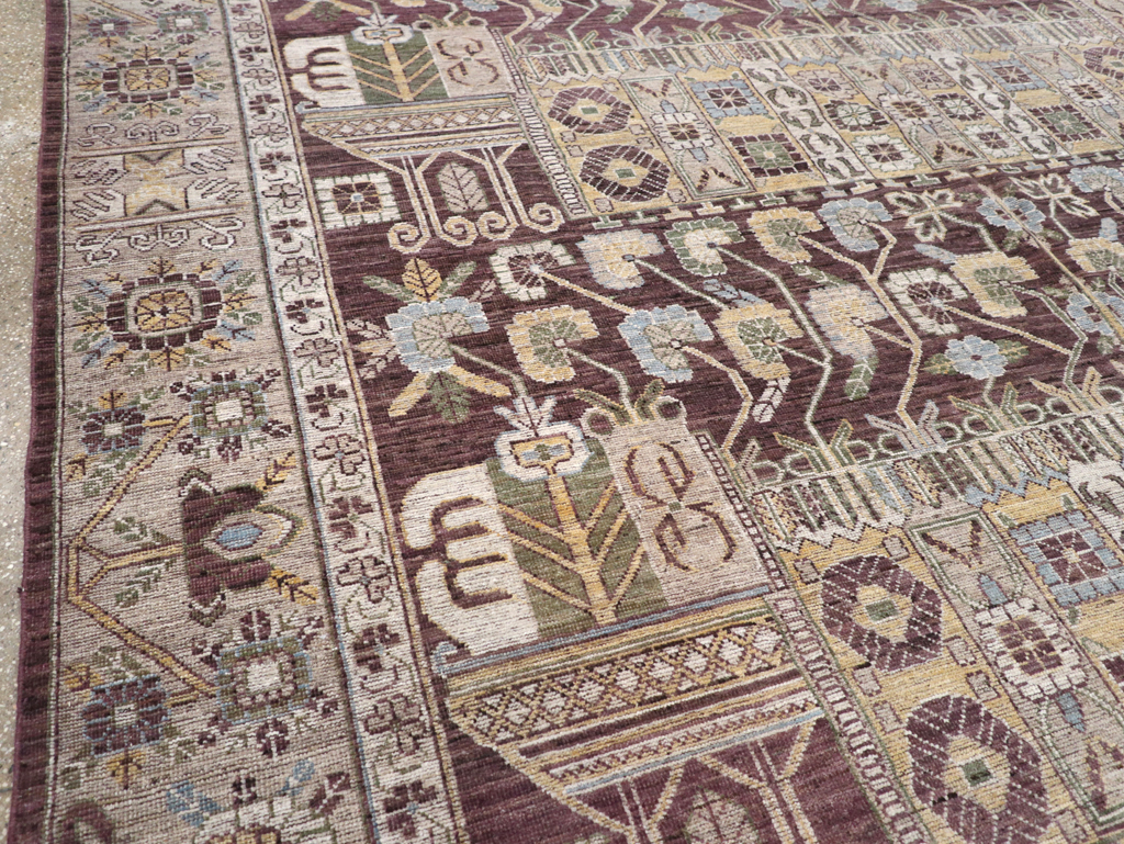 Modern East Turkestan Vase Khotan Room Size Carpet, No.32392 - Gsblank