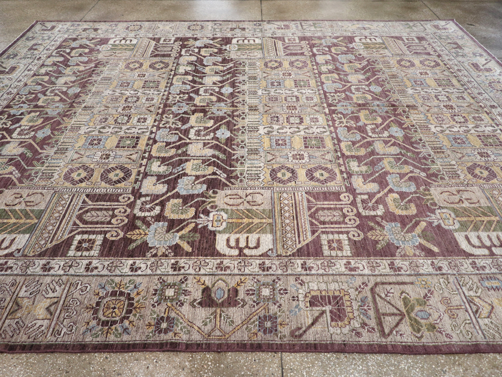 Modern East Turkestan Vase Khotan Room Size Carpet, No.32392 - Gsblank