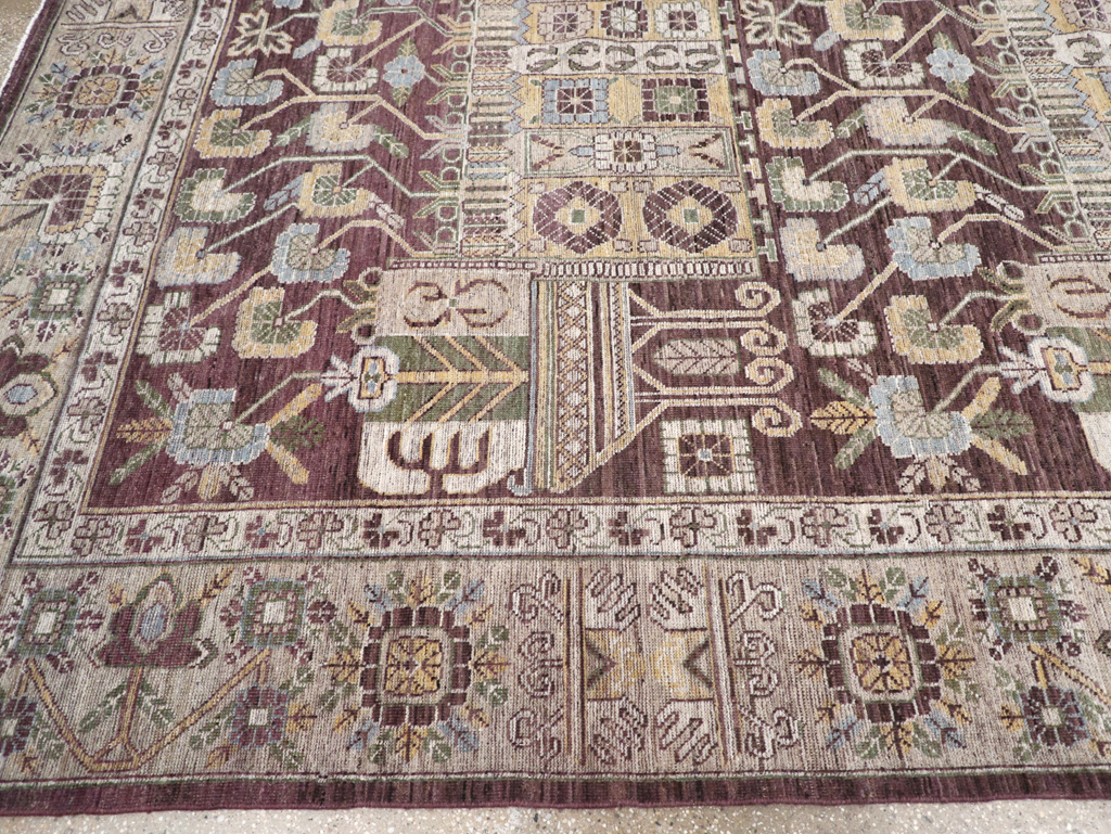 Modern East Turkestan Vase Khotan Room Size Carpet, No.32392 - Gsblank