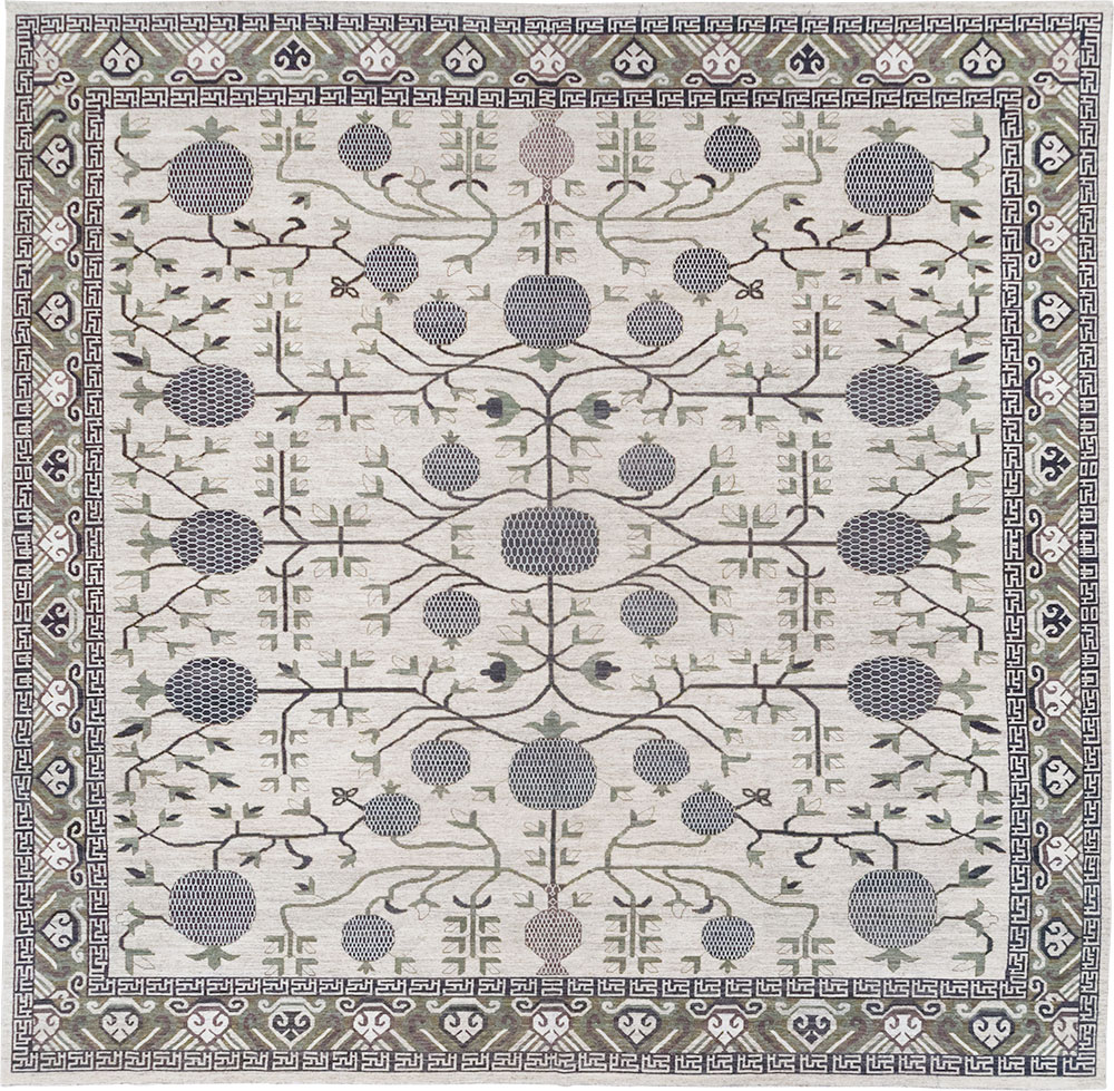 Modern East Turkestan Khotan Square Room Size Carpet, No.32393 - Gsblank