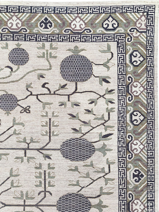 Modern East Turkestan Khotan Square Room Size Carpet, No.32393 - Gsblank