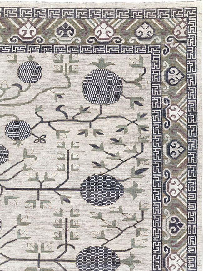 Modern East Turkestan Khotan Square Room Size Carpet, No.32393 - Gsblank