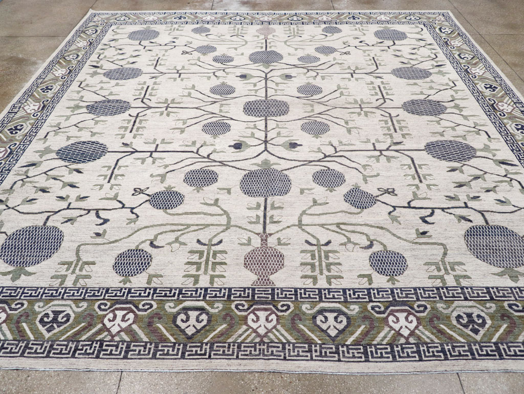 Modern East Turkestan Khotan Square Room Size Carpet, No.32393 - Gsblank