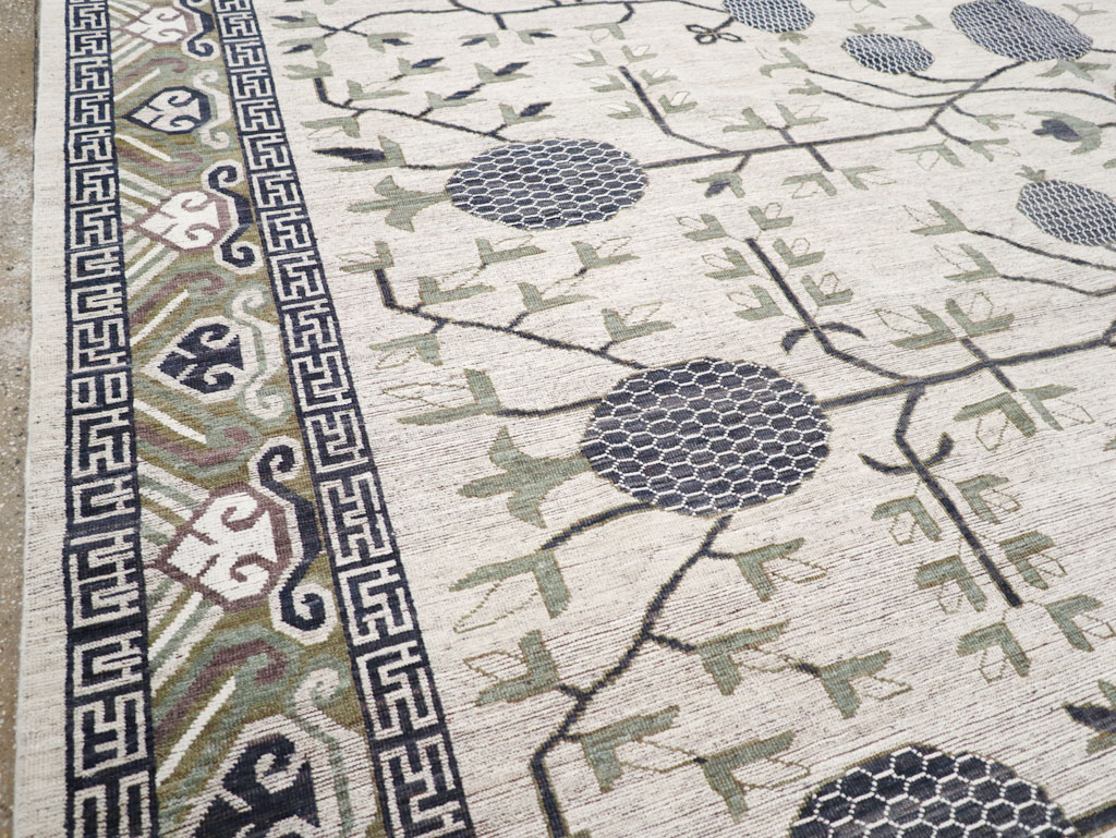 Modern East Turkestan Khotan Square Room Size Carpet, No.32393 - Gsblank