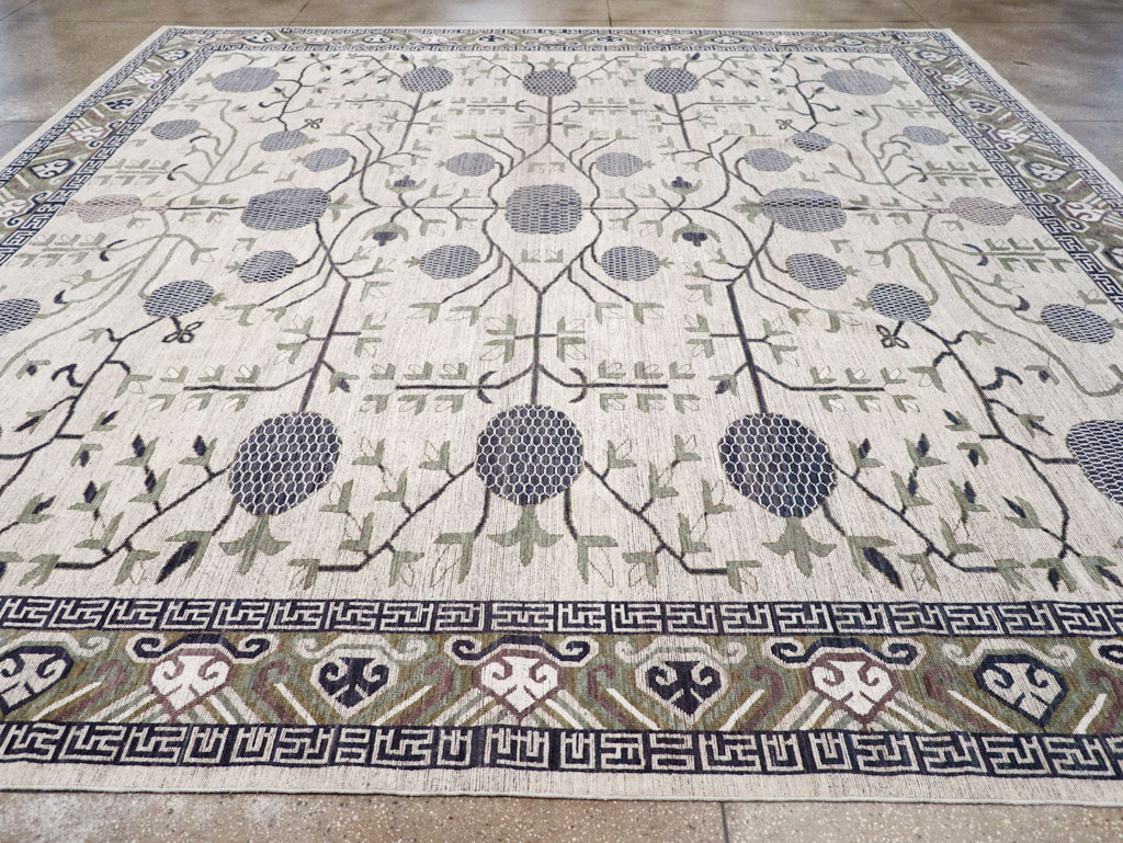 Modern East Turkestan Khotan Square Room Size Carpet, No.32393 - Gsblank