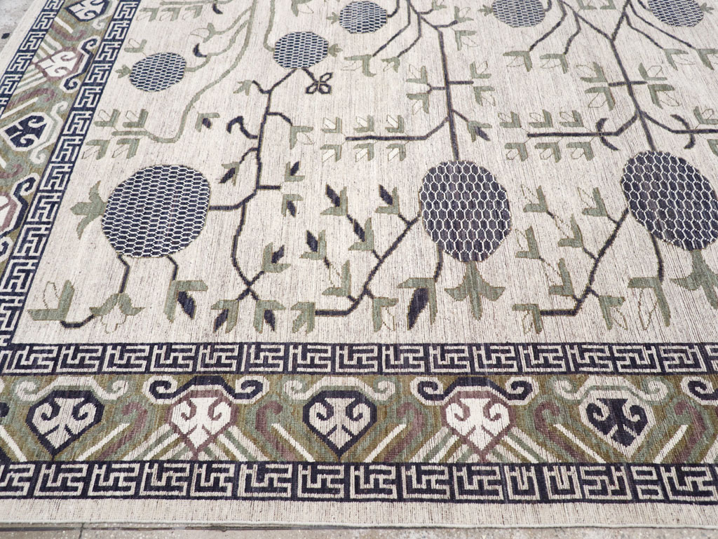 Modern East Turkestan Khotan Square Room Size Carpet, No.32393 - Gsblank