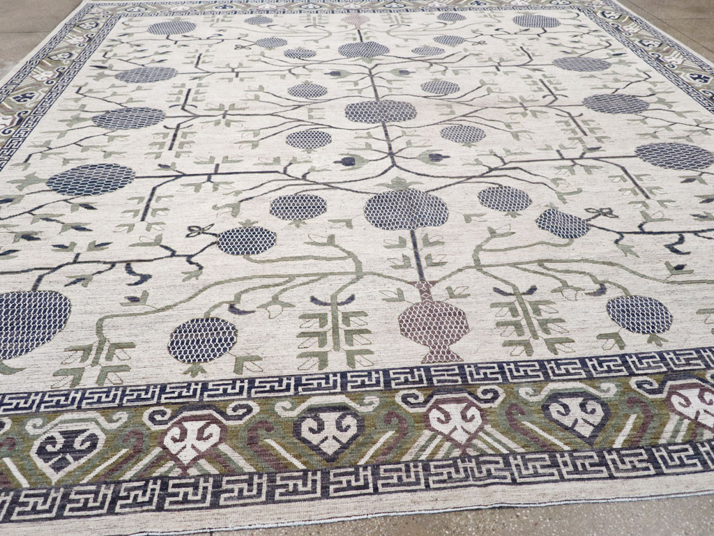 Modern East Turkestan Khotan Square Room Size Carpet, No.32393 - Gsblank