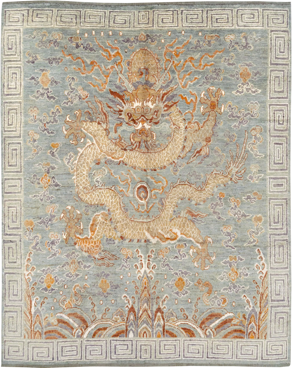 Contemporary East Turkestan Dragon Khotan Pictorial Room Size Carpet, No.32396 - Gsblank