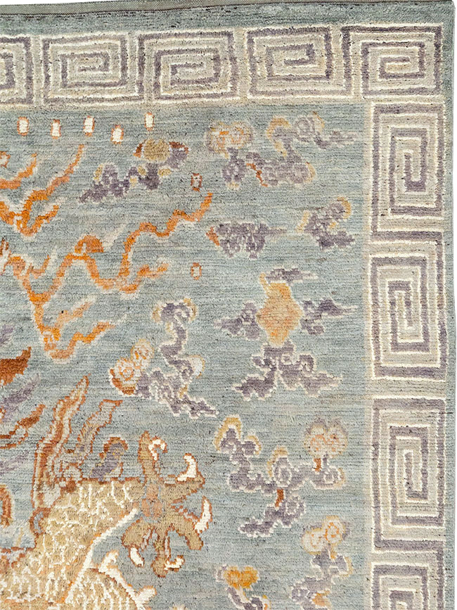 Contemporary East Turkestan Dragon Khotan Pictorial Room Size Carpet, No.32396 - Gsblank