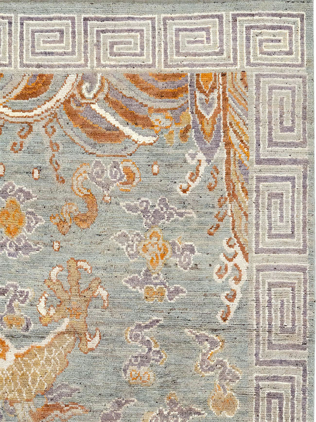 Contemporary East Turkestan Dragon Khotan Pictorial Room Size Carpet, No.32396 - Gsblank