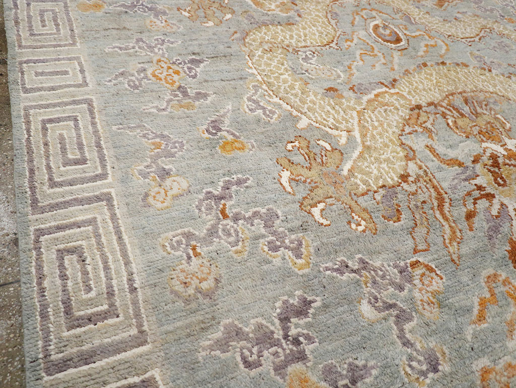 Contemporary East Turkestan Dragon Khotan Pictorial Room Size Carpet, No.32396 - Gsblank