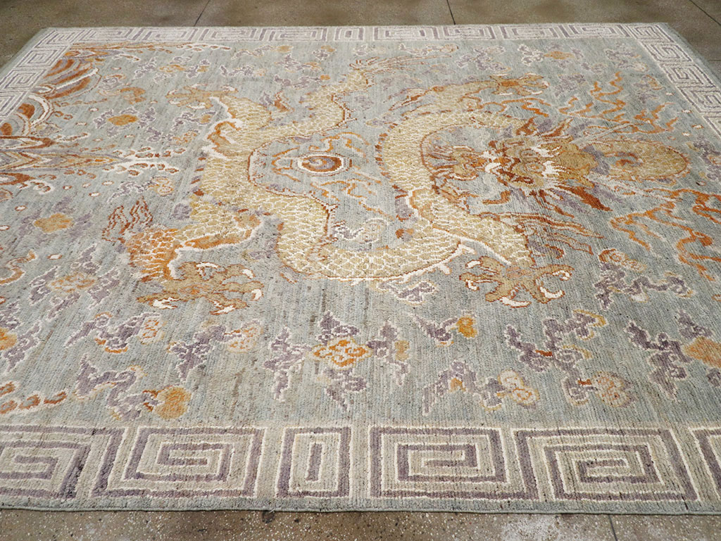 Contemporary East Turkestan Dragon Khotan Pictorial Room Size Carpet, No.32396 - Gsblank