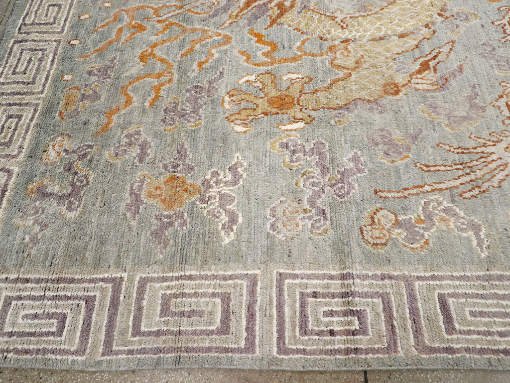 Contemporary East Turkestan Dragon Khotan Pictorial Room Size Carpet, No.32396 - Gsblank