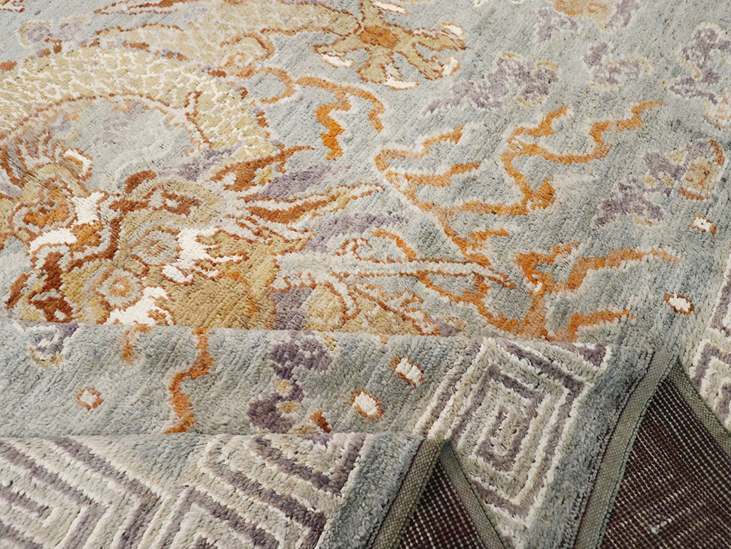 Contemporary East Turkestan Dragon Khotan Pictorial Room Size Carpet, No.32396 - Gsblank