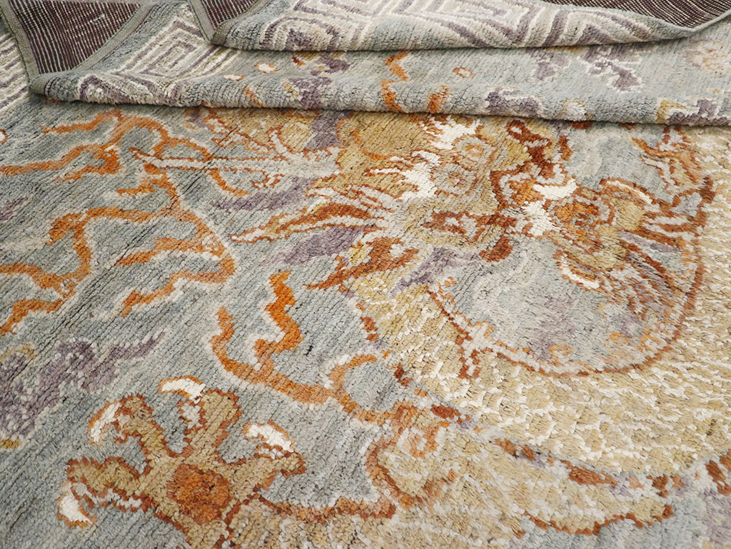 Contemporary East Turkestan Dragon Khotan Pictorial Room Size Carpet, No.32396 - Gsblank
