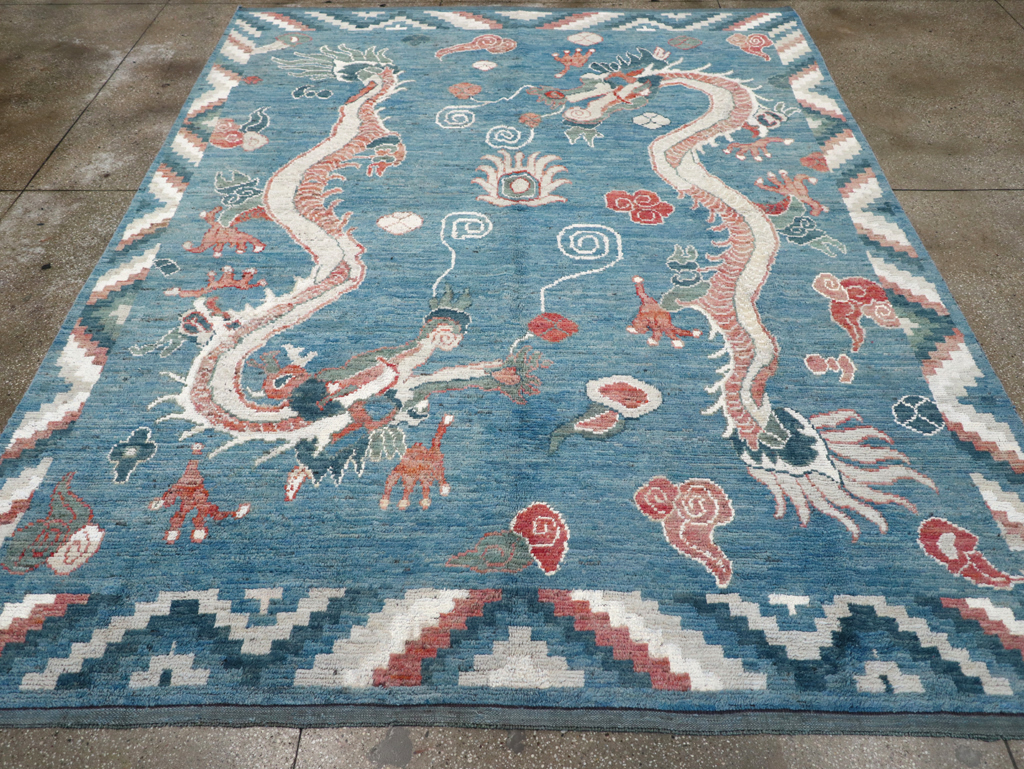 Modern East Turkestan Dragon Khotan Pictorial Room Size Carpet, No.32397 - Gsblank