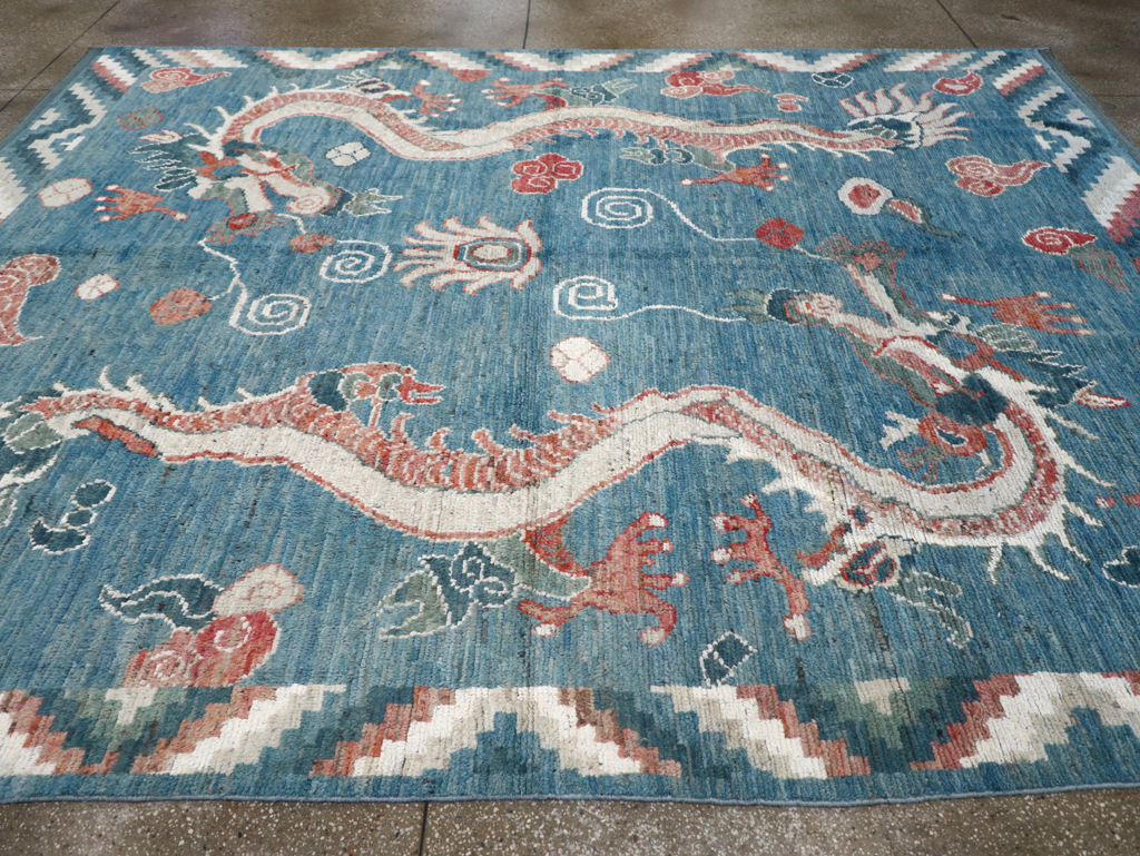 Modern East Turkestan Dragon Khotan Pictorial Room Size Carpet, No.32397 - Gsblank