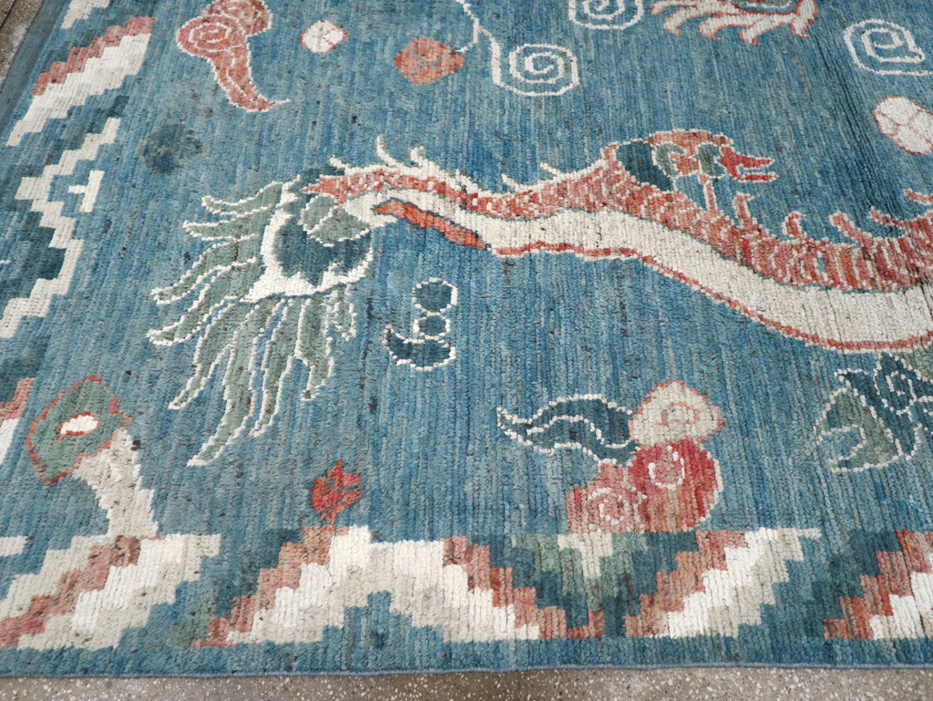 Modern East Turkestan Dragon Khotan Pictorial Room Size Carpet, No.32397 - Gsblank